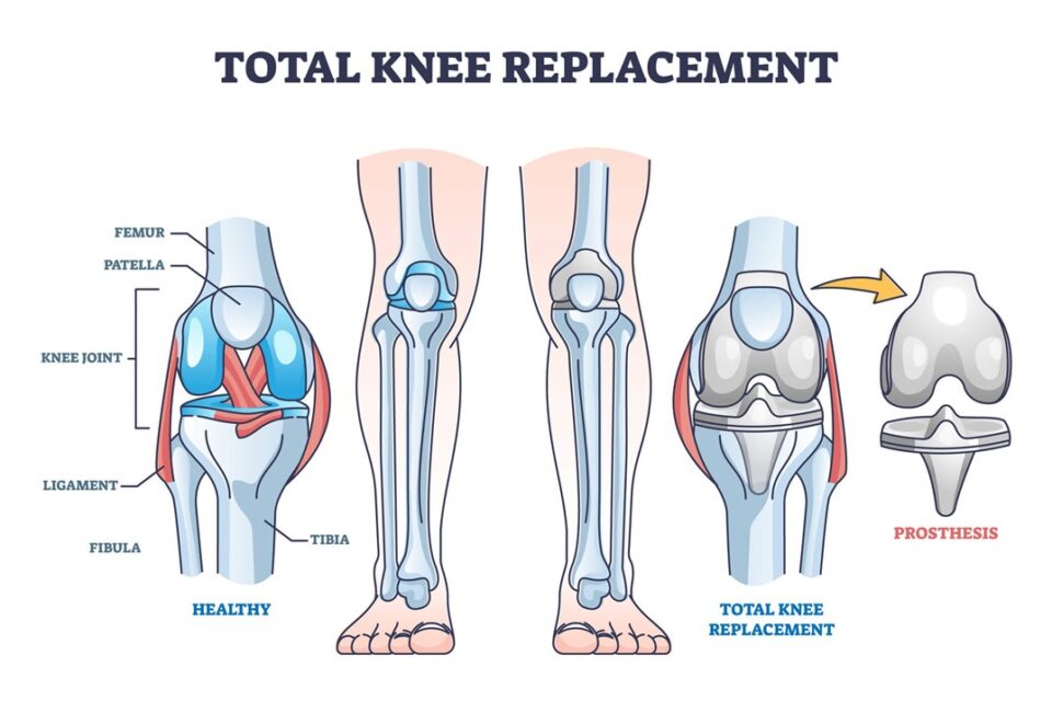 Diagram of knee replacement